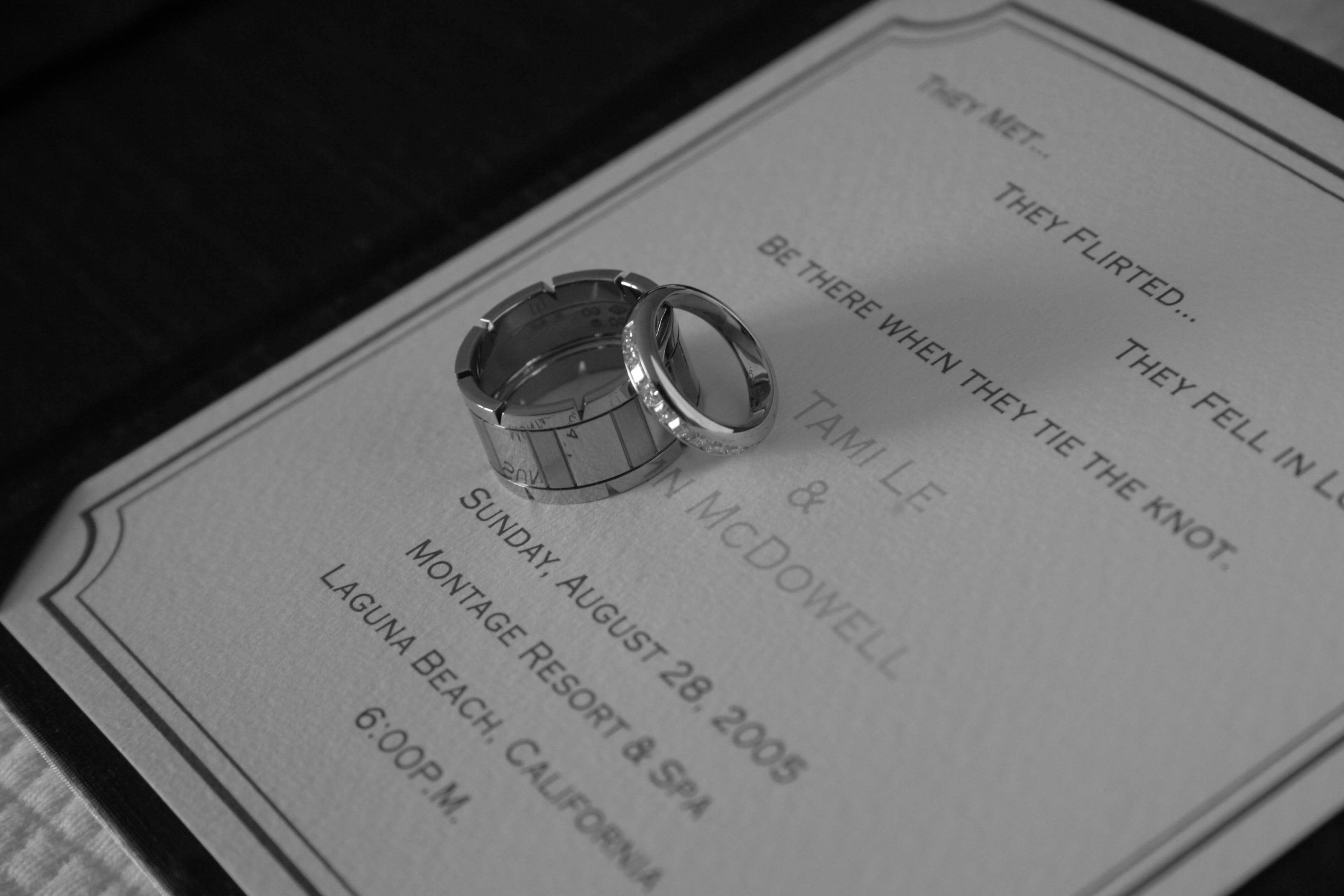 Wedding rings on the invitation