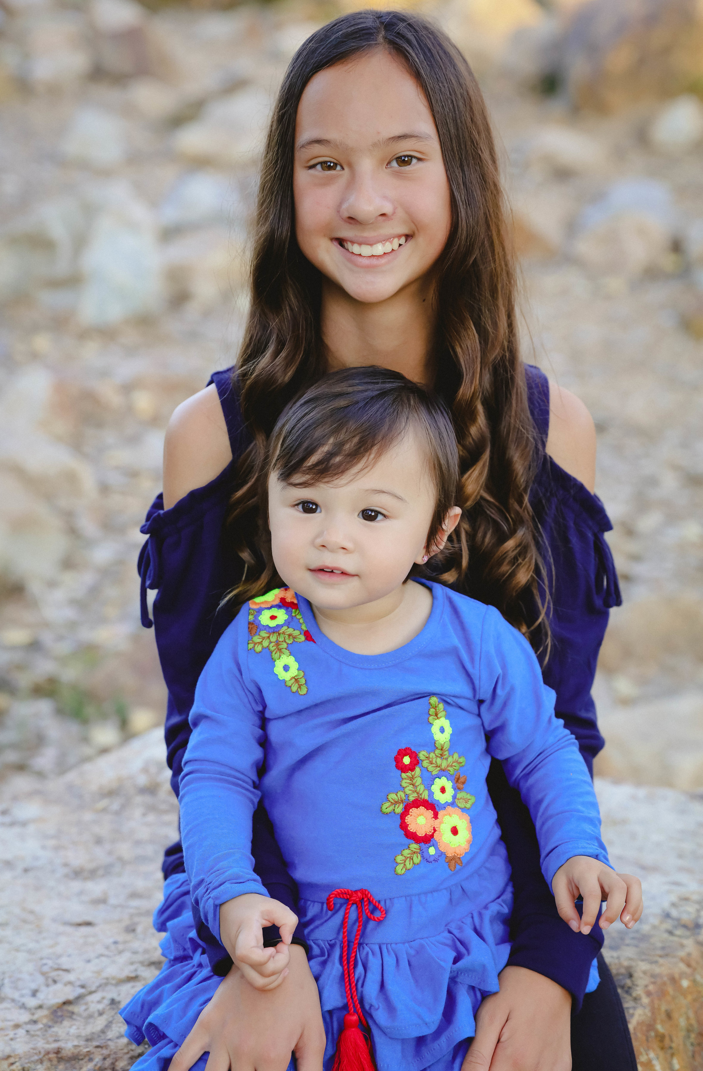 Emma and Chloe on the rocks