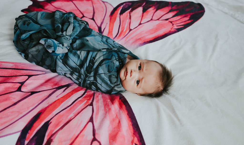 Riley in a butterfly wrap